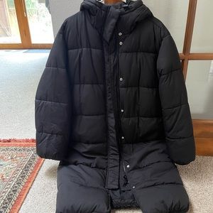 H&M oversized long puffer - black - small